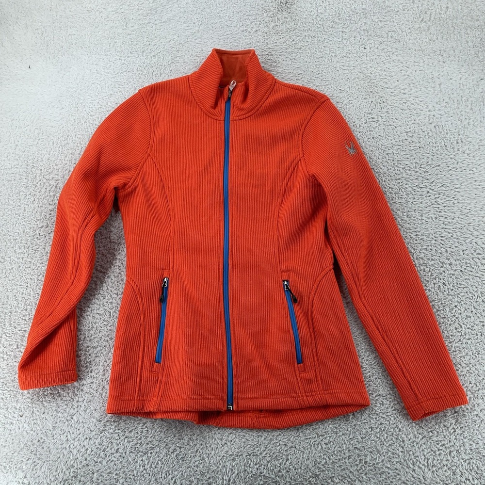 Spyder Endure Full Zip SweaterJacket Womens Medium Orange Fleece Lined‎ Ski
